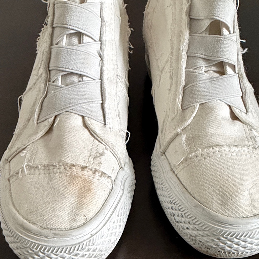 Blowfish Malibu Women's White Side Zip Canvas Wedge Sneakers. - Picture 5 of 8